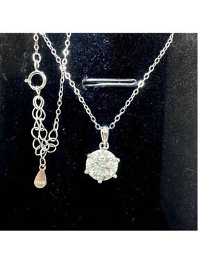 Moissanite Necklace Six Prong Round Cut Pendant Chain 925 Silver Jewelry GRA